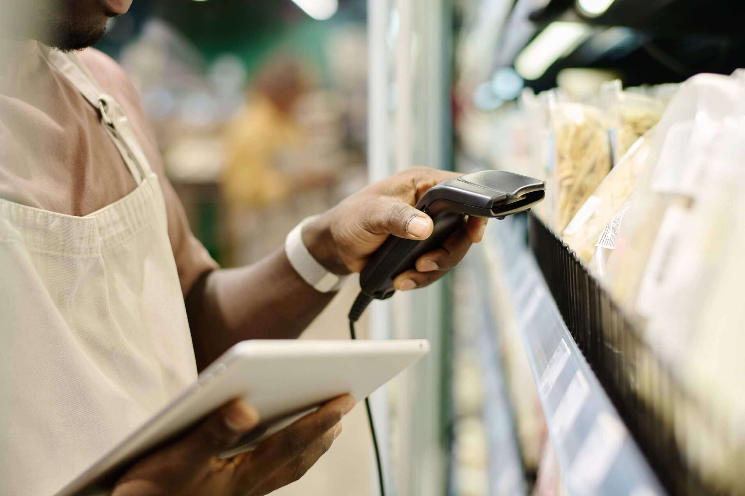 scanning stock levels using a barcode scanner
