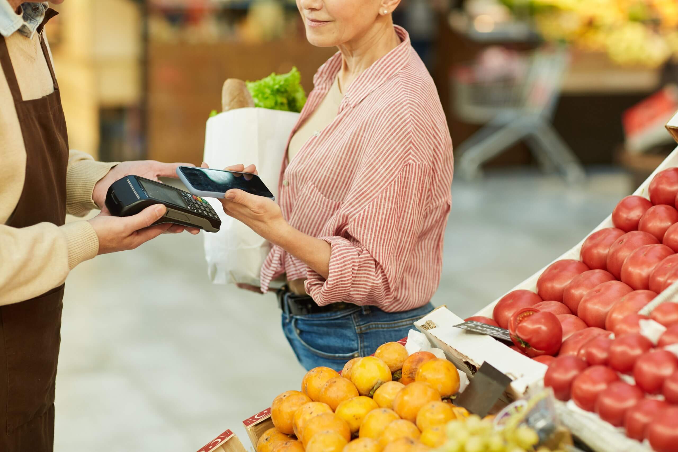 a customer using contactless payment