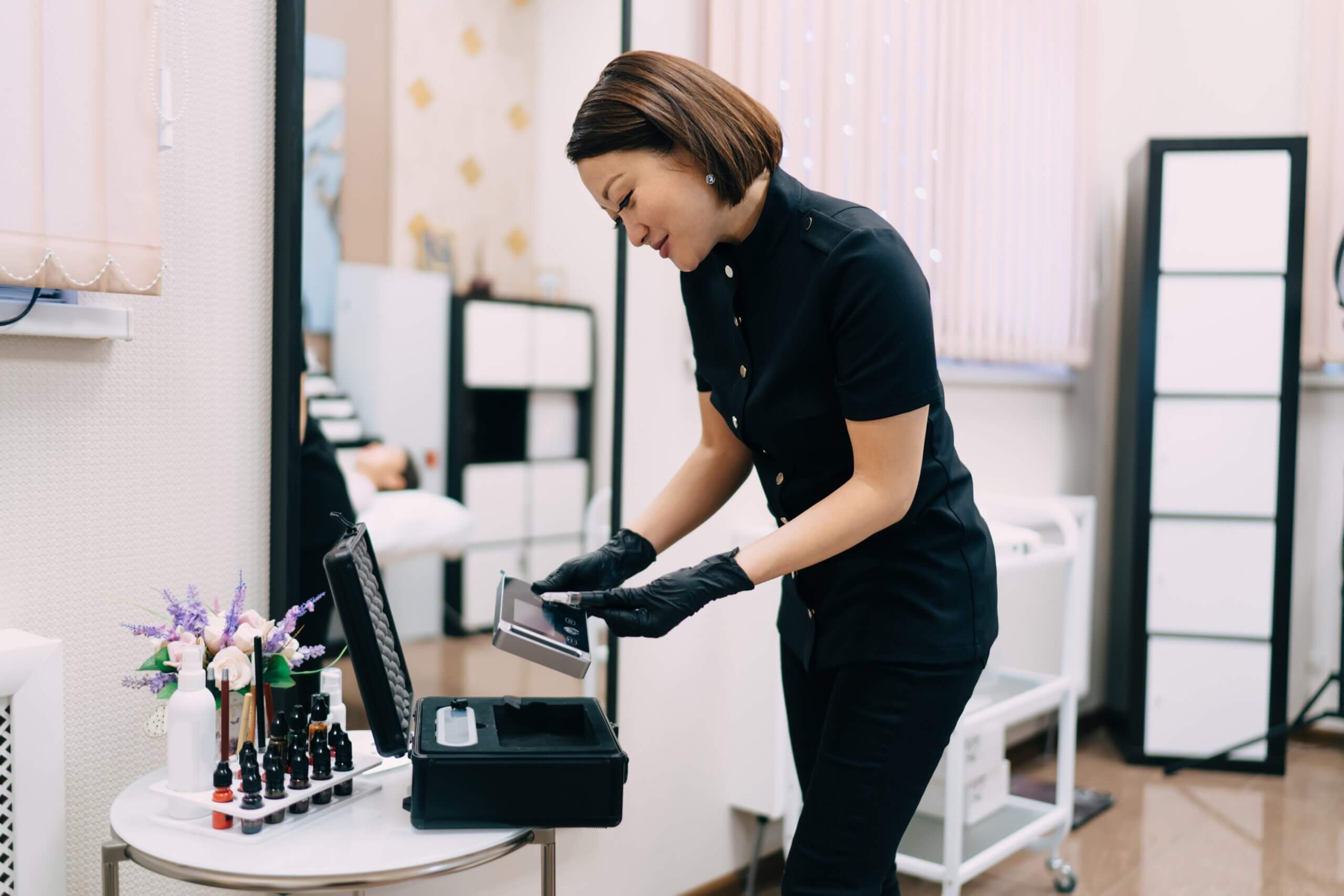 an-employee-checking-stocks-in-a-salon