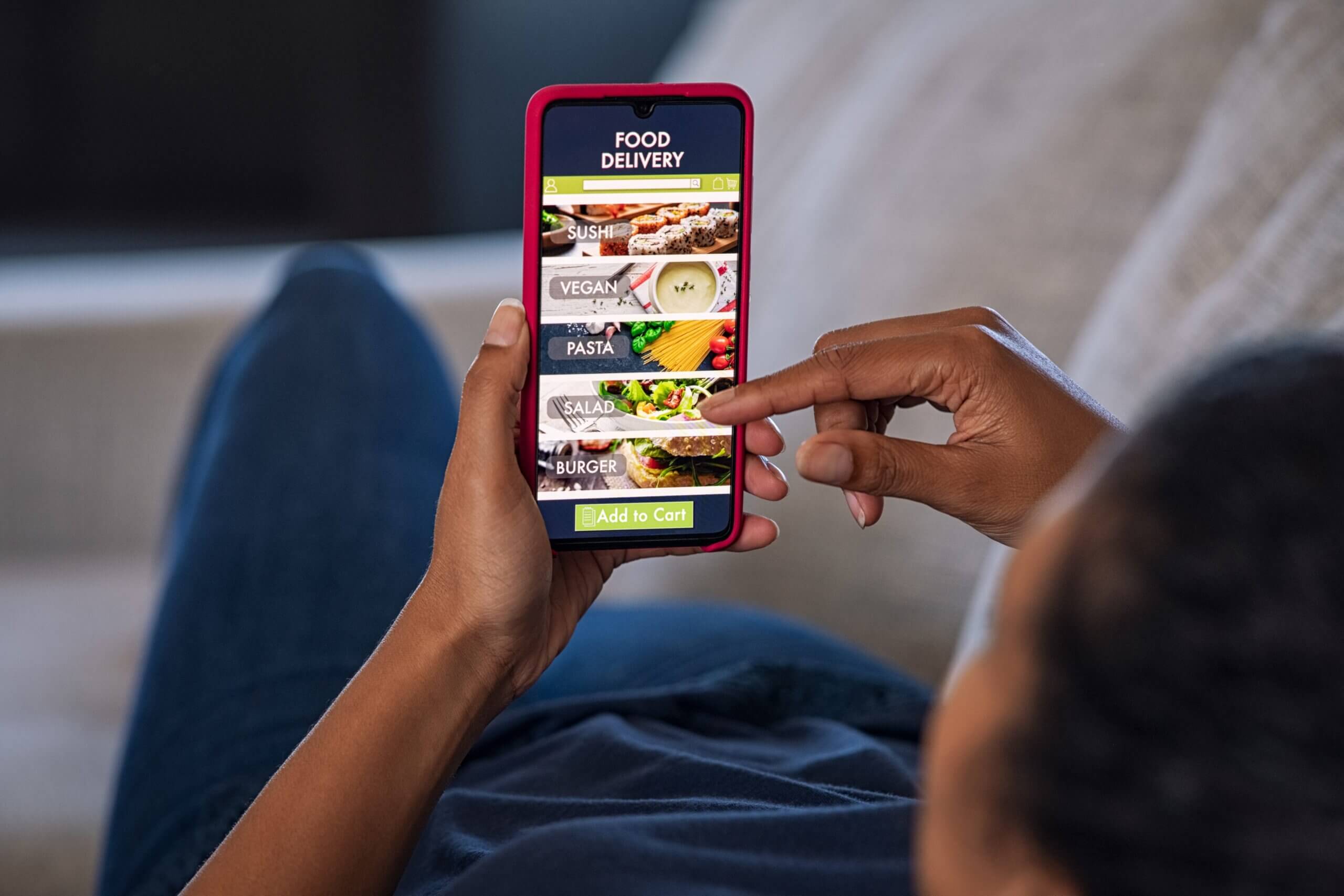 woman ordering food online