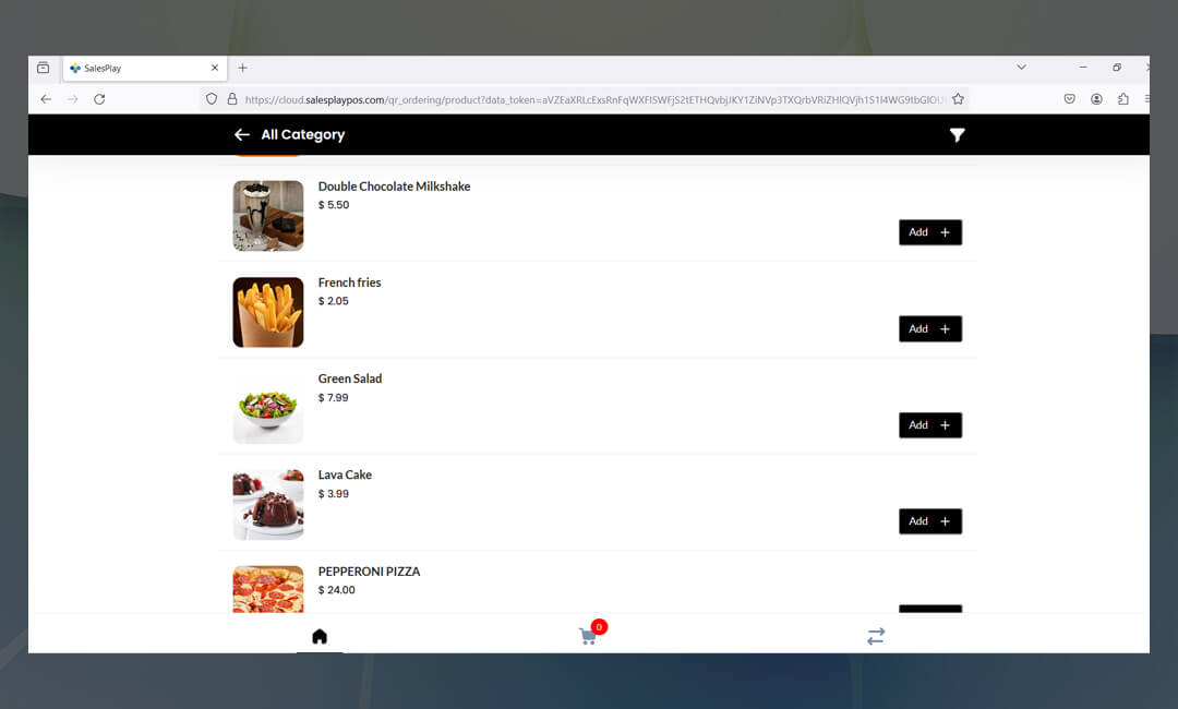 QR ordering and digital menu