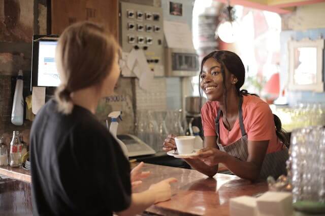 wireless POS customer service at a counter